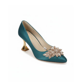 Kara Zini Handmde Slip-On Blue Dianne High Heels For Women