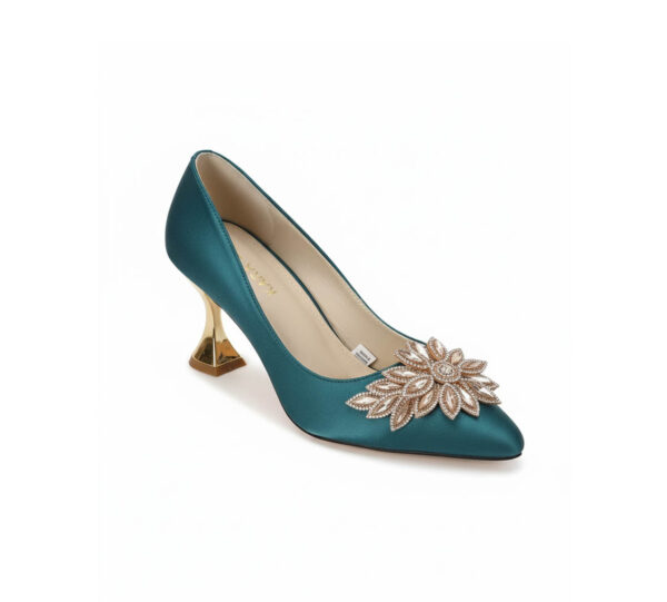 Kara Zini Handmde Slip-On Blue Dianne High Heels For Women