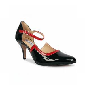 Kara Zini Handmde Slip-On Black Patent Leather Pumps For Womens