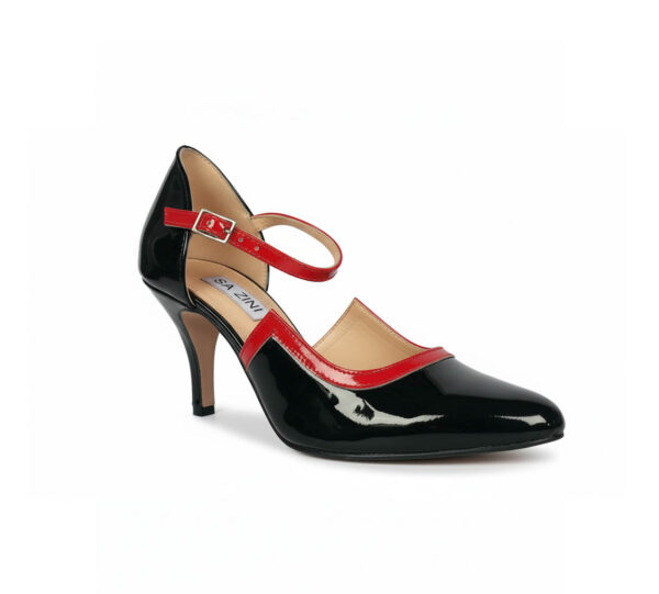 Kara Zini Handmde Slip-On Black Patent Leather Pumps For Womens
