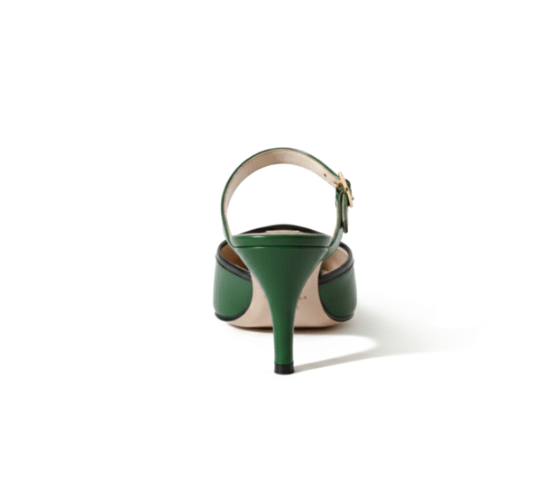 Kara Zini Handmde Slip-On Green Leather Pumps For Women - Image 2
