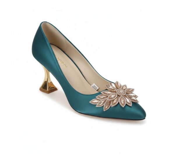 Kara Zini Handmde Slip-On Blue Dianne High Heels For Women - Image 5